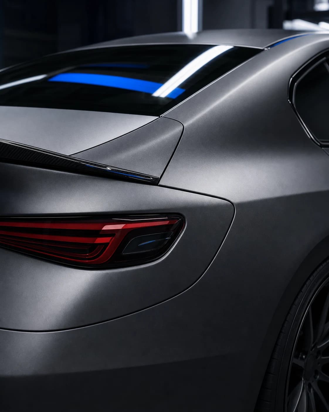 Satin graphite vehicle wrap detail